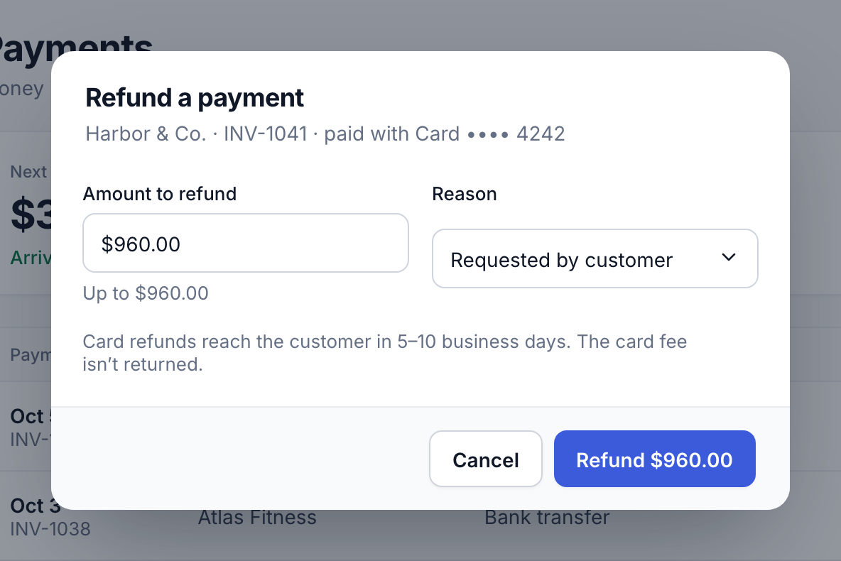 Choose the amount and confirm