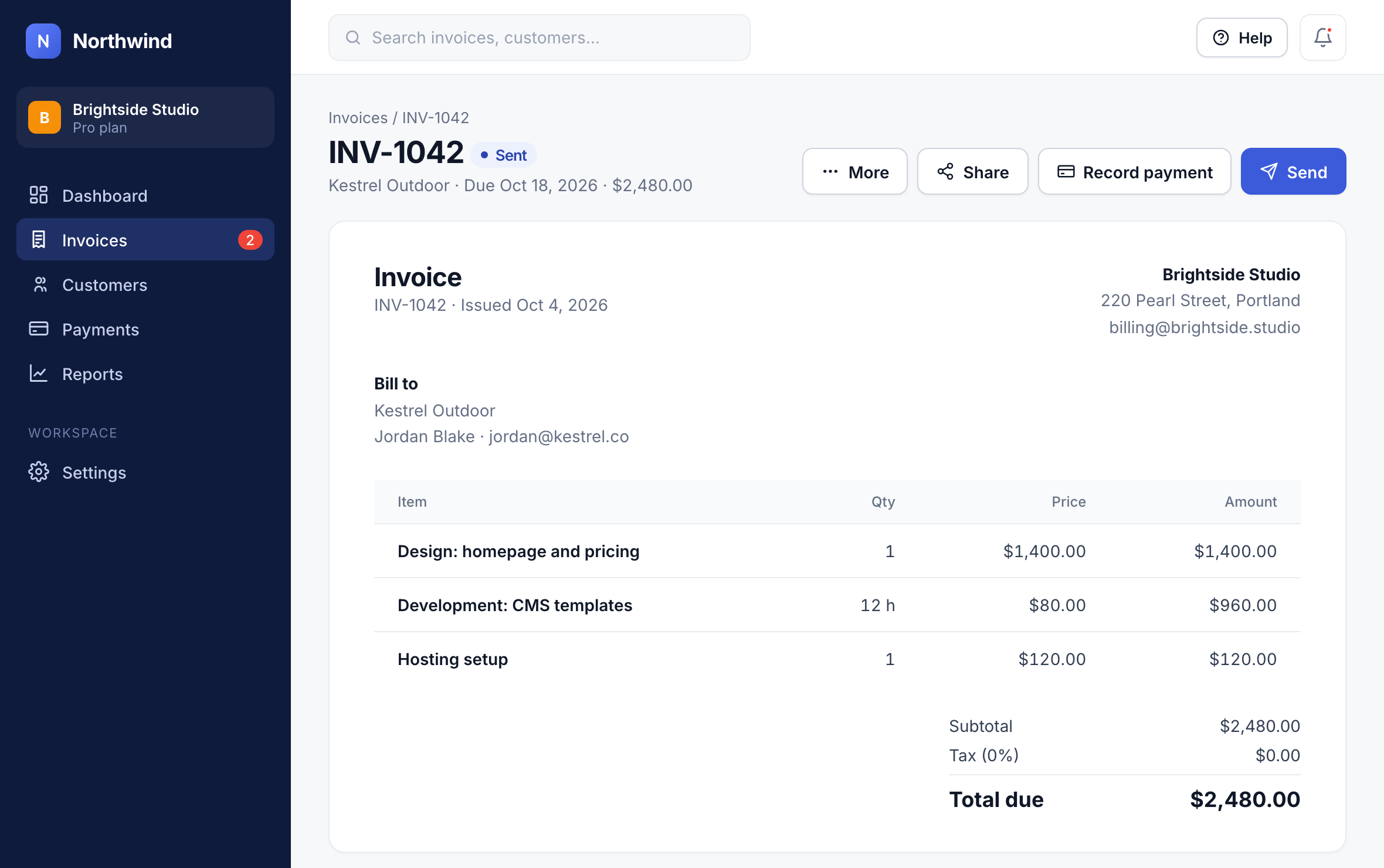 Open the invoice