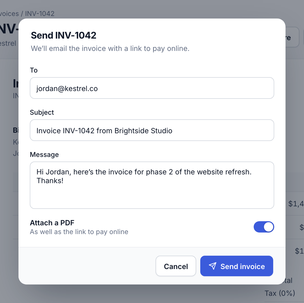 Check the email and send